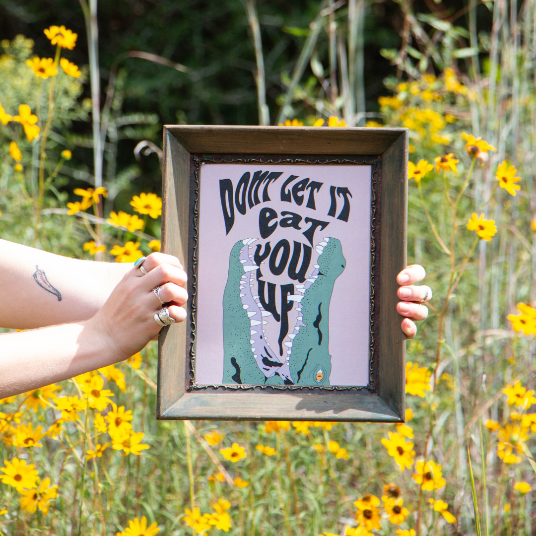 Louisiana Alligator Illustrated Art Print on Matte Hemp Paper