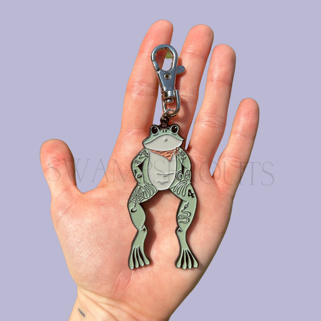 Cowboy Frog Soft Enamel Keychain with Lobster Clasp