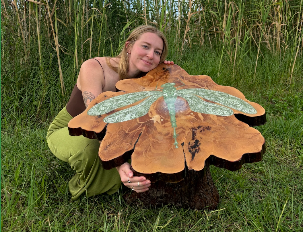 Upcycle: Cypress Clock to Dragonfly Cypress Tree Table