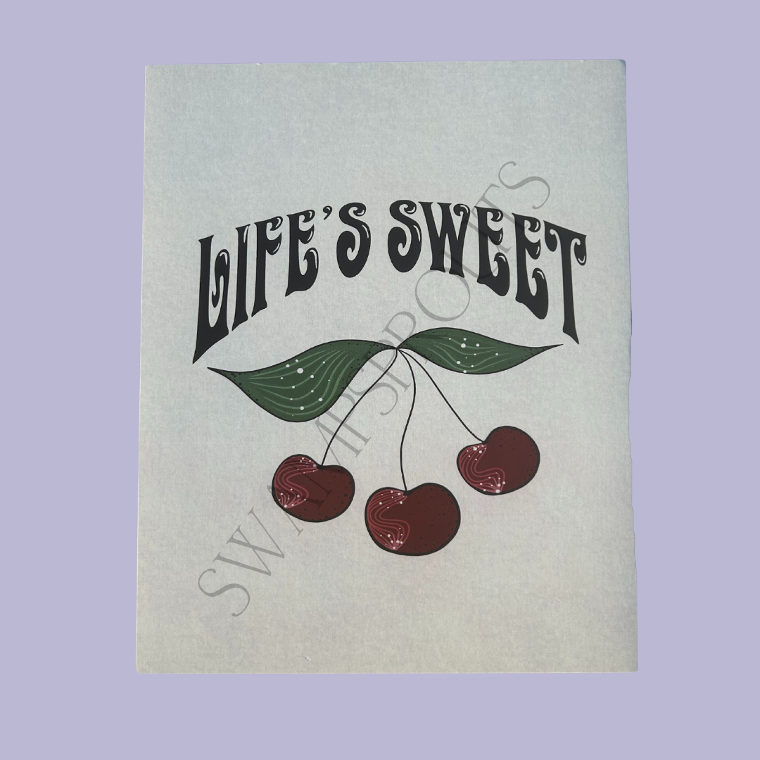 Life's Sweet Cherry Illustrated Art Print on Matte Hemp Paper